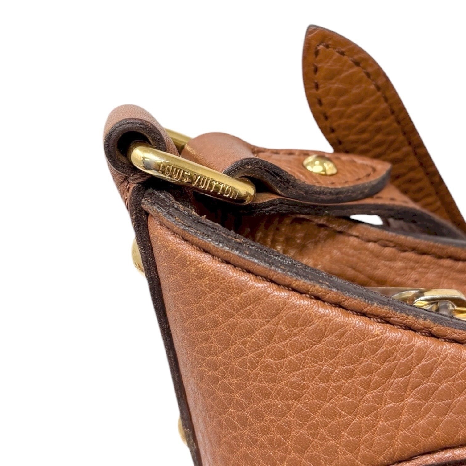 LOUIS VUITTON Vintage LV Monogram Mahina Crossbody Bag Brown Gold Leather