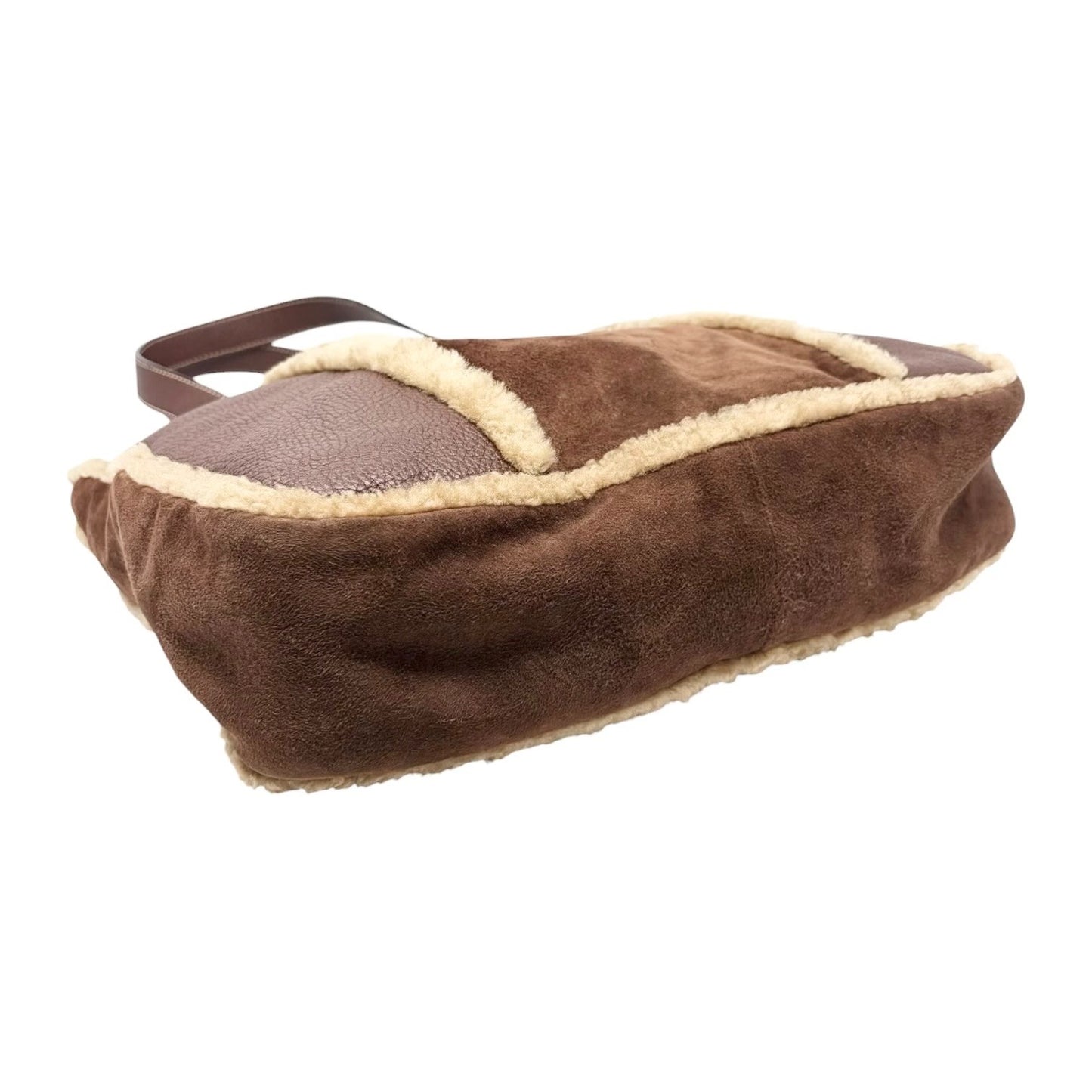 DOLCE&GABBANA Vintage DG Logo Fur Tote Shoulder Bag Brown Beige Suede 902427