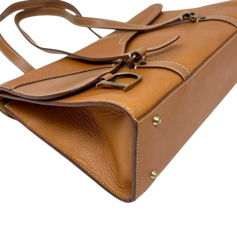 Christian Dior Vintage 2003 Saddle Shoulder Bag D Charm Brown Leather 902827