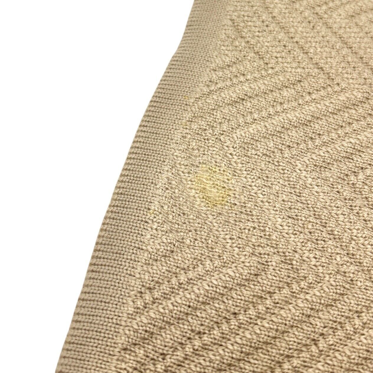 CELINE Vintage Macadam Logo Rib Knit Cardigan #38 Button Light Brown Gold Wool