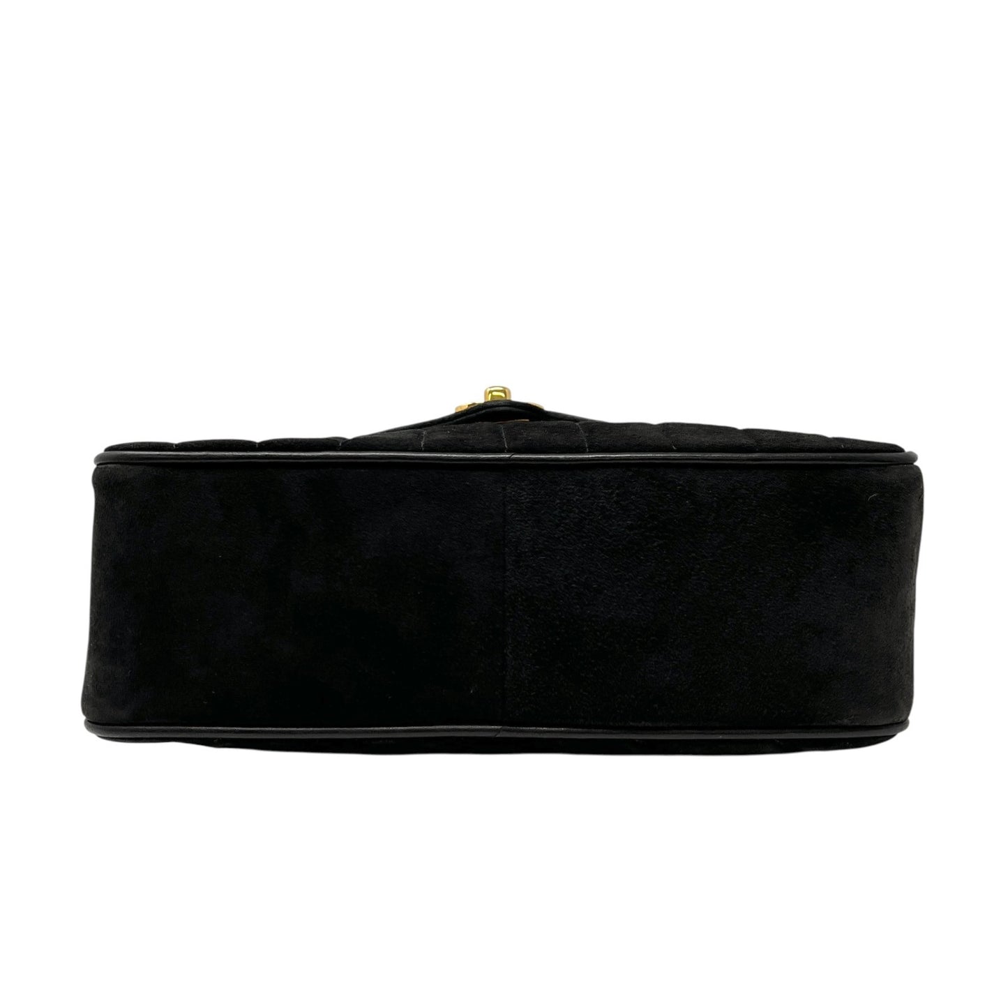 CHANEL Vintage CC Mark Logo Suede Crossbody Shoulder Bag Chain Black Gold