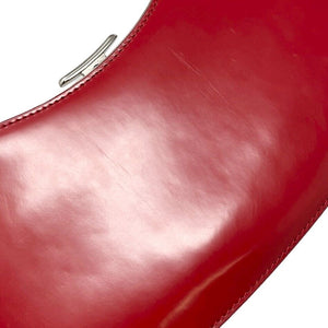 Christian Dior Vintage Logo Bondage Top Handle Bag Red Silver Leather Rank AB