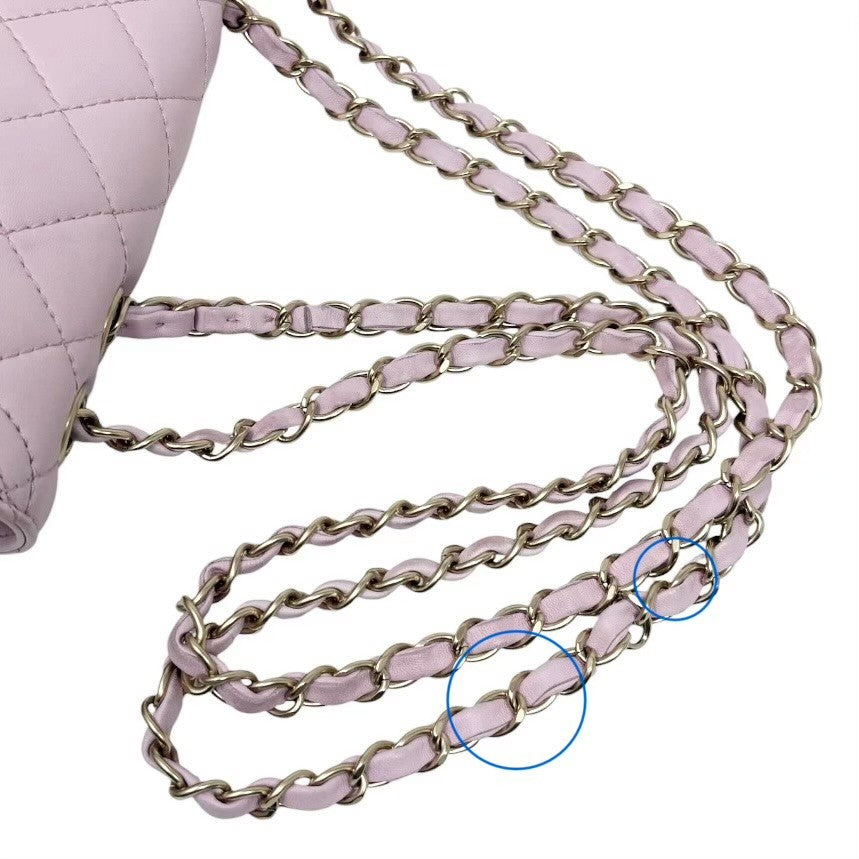 CHANEL Vintage CC Logo Quilted Chian 2way Bag Pink Gold Leather 902322