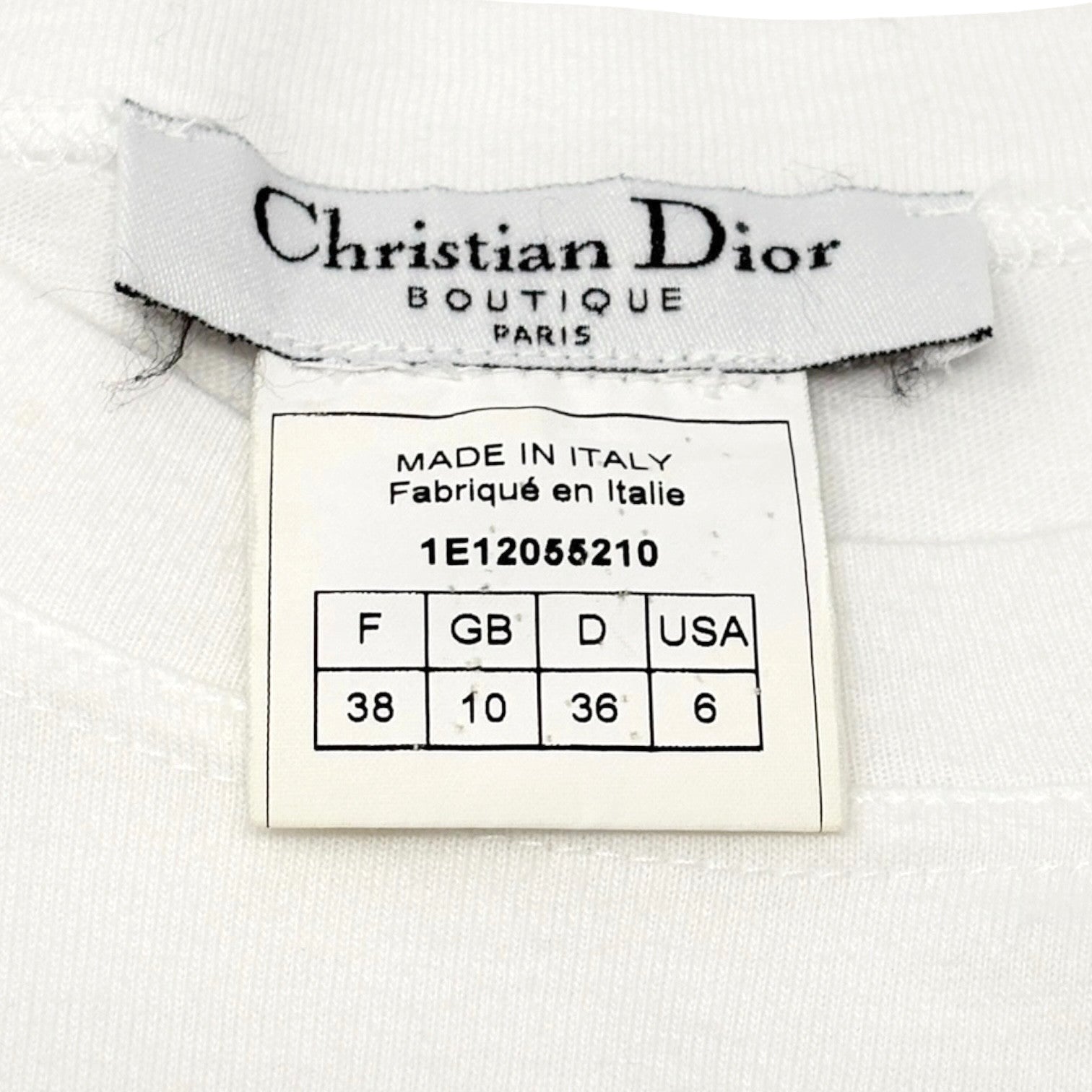 Christian Dior Vintage 2001 Zip T-shirt Top #38 White Cotton Shortsleeve