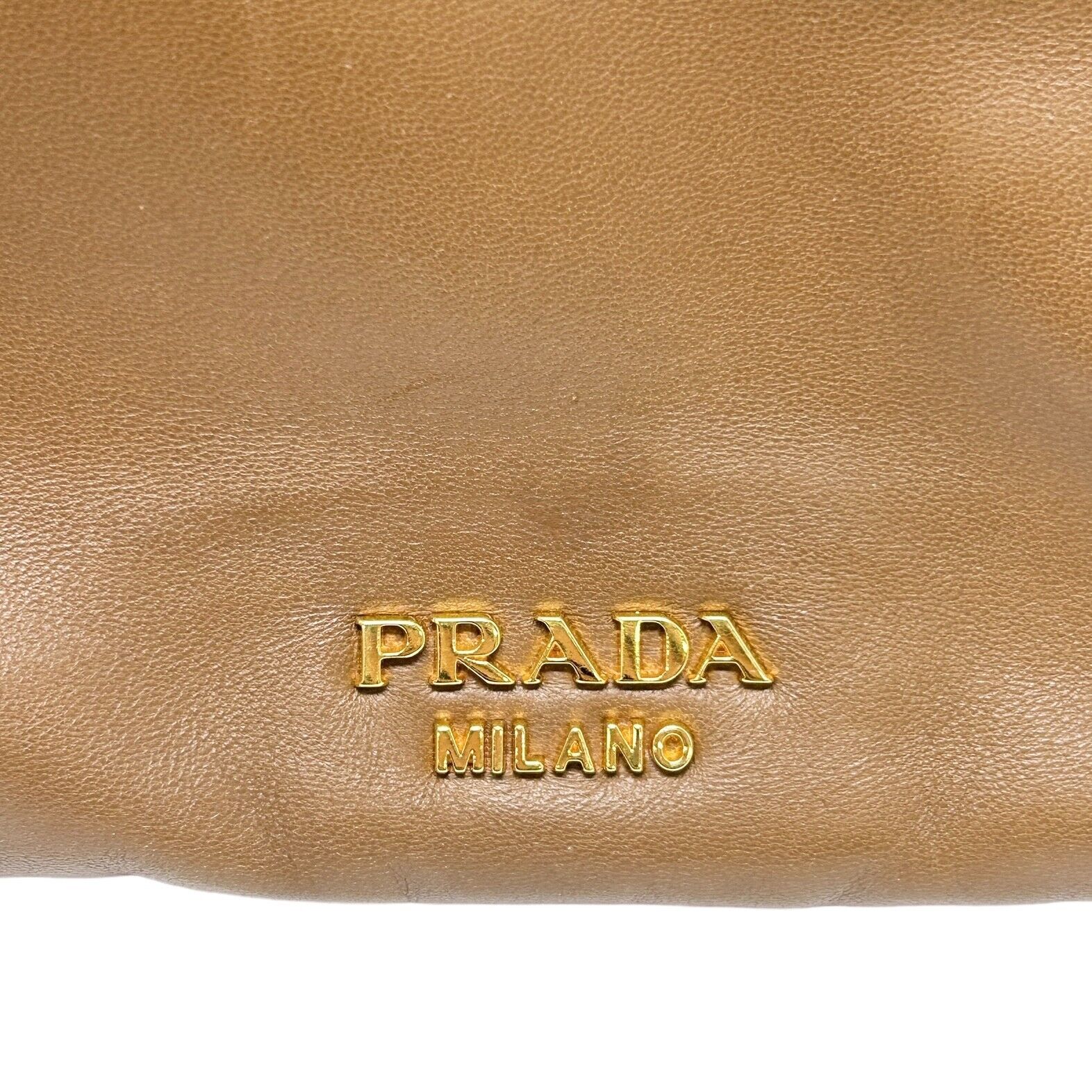 PRADA Vintage Logo Fringe Clutch Mini Bag Brown Gold Leather Zip Rank AB