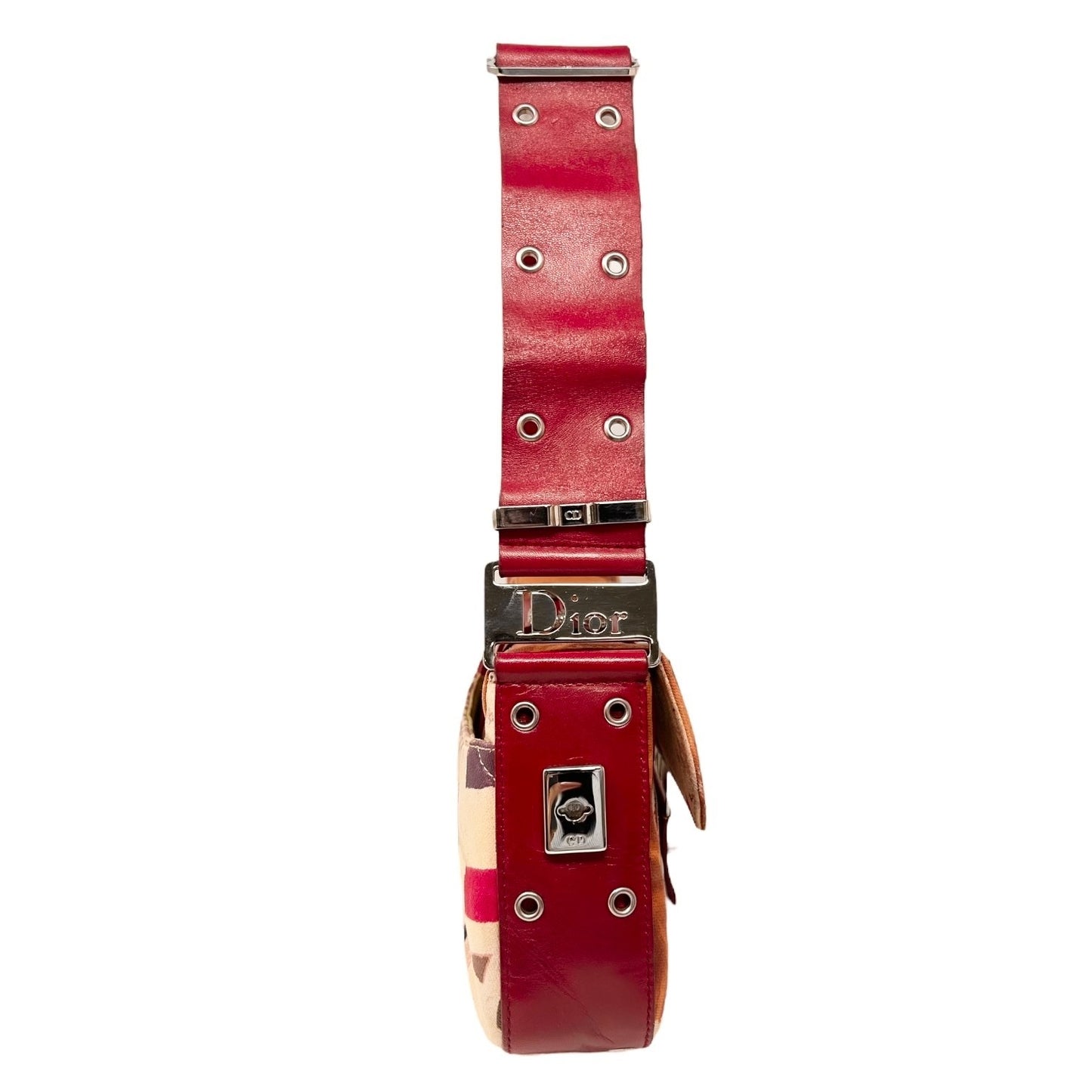 Christian Dior Vintage 2003 Logo Street Chic Columbus Victim Shoulder Bag Red
