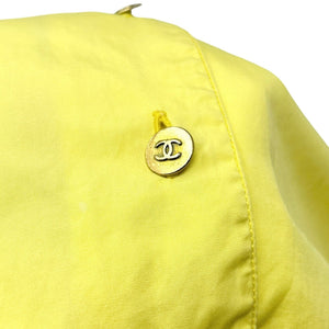 CHANEL Vintage P04883 CC Logo Shirt Top #36 Yellow Gold Cotton Button Rank AB