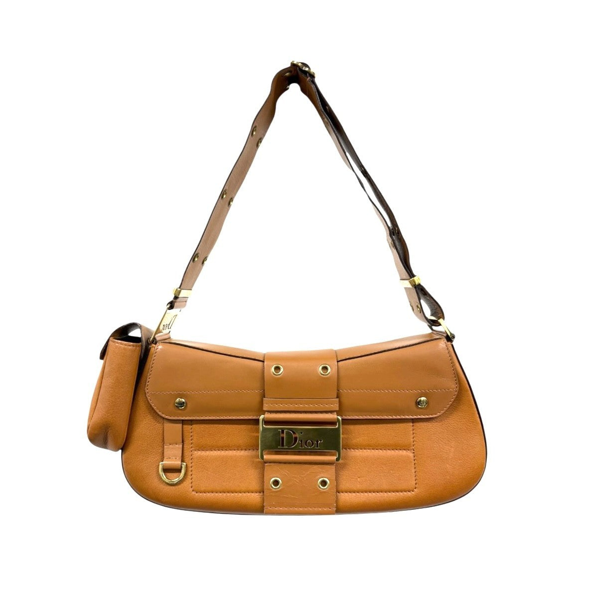 Christian Dior Vintage 2002 Street Chic Columbus Leather Shoulder Bag Brown