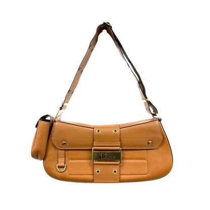 Christian Dior Vintage 2002 Street Chic Columbus Leather Shoulder Bag Brown
