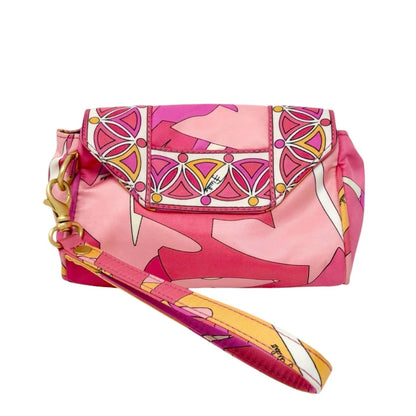 EMILIO PUCCI Vintage Logo Geometric Print Wristlet Clutch Bag Pink 902805