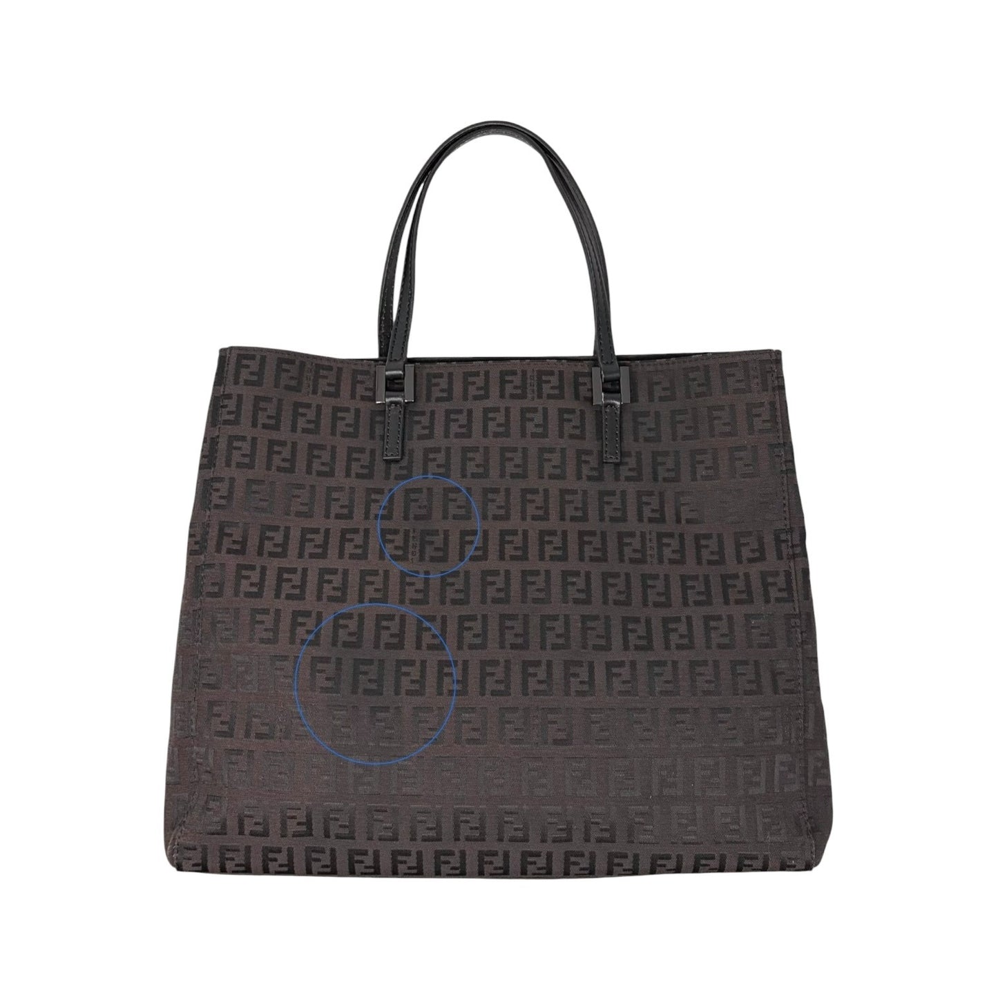 FENDI Vintage FF Logo Zucchino Monogram Tote Hand Bag Brown Black 902444