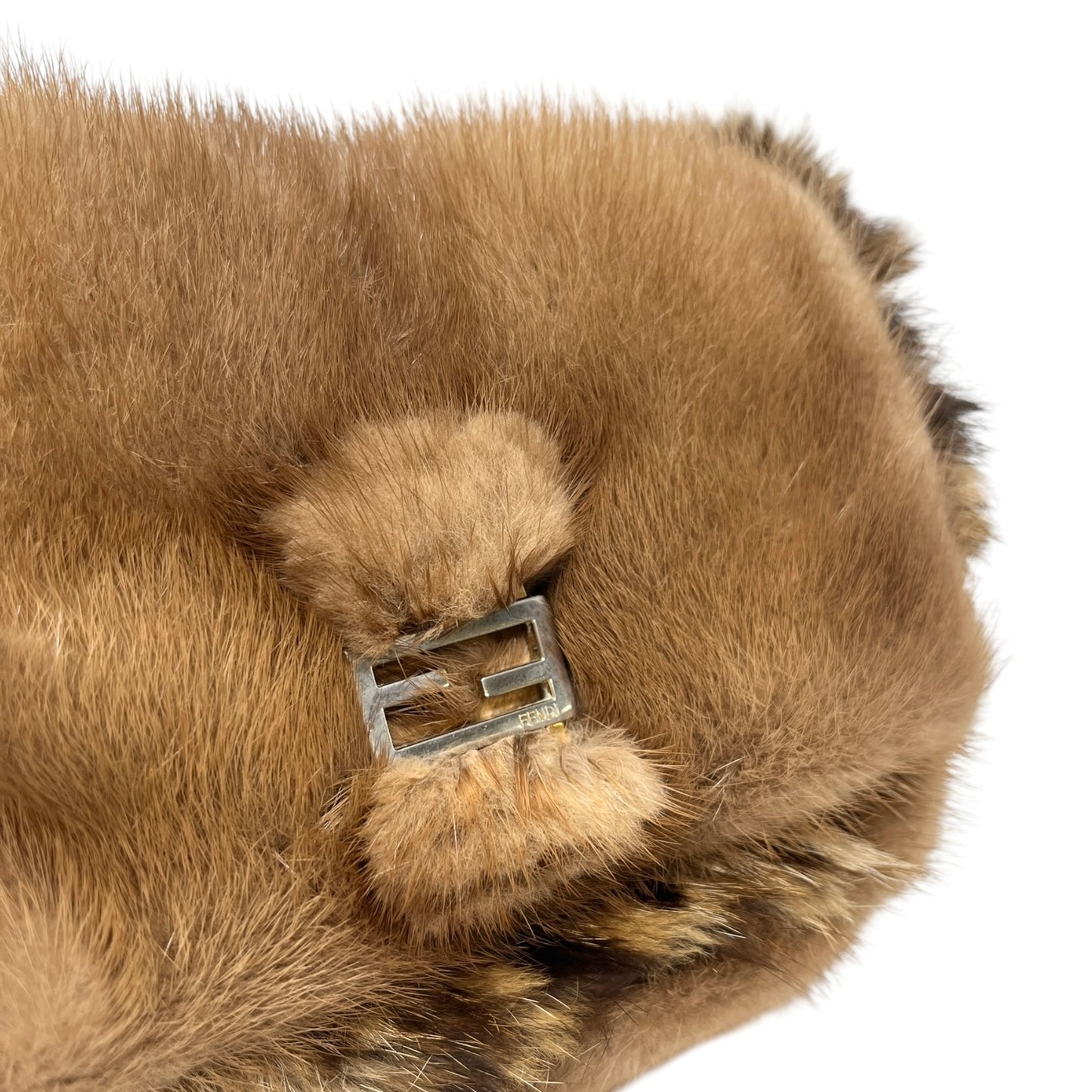 [Exclusive] FENDI Vintage FF Logo Leopard Fur Shoulder Bag Baguette Brown Leather 800002