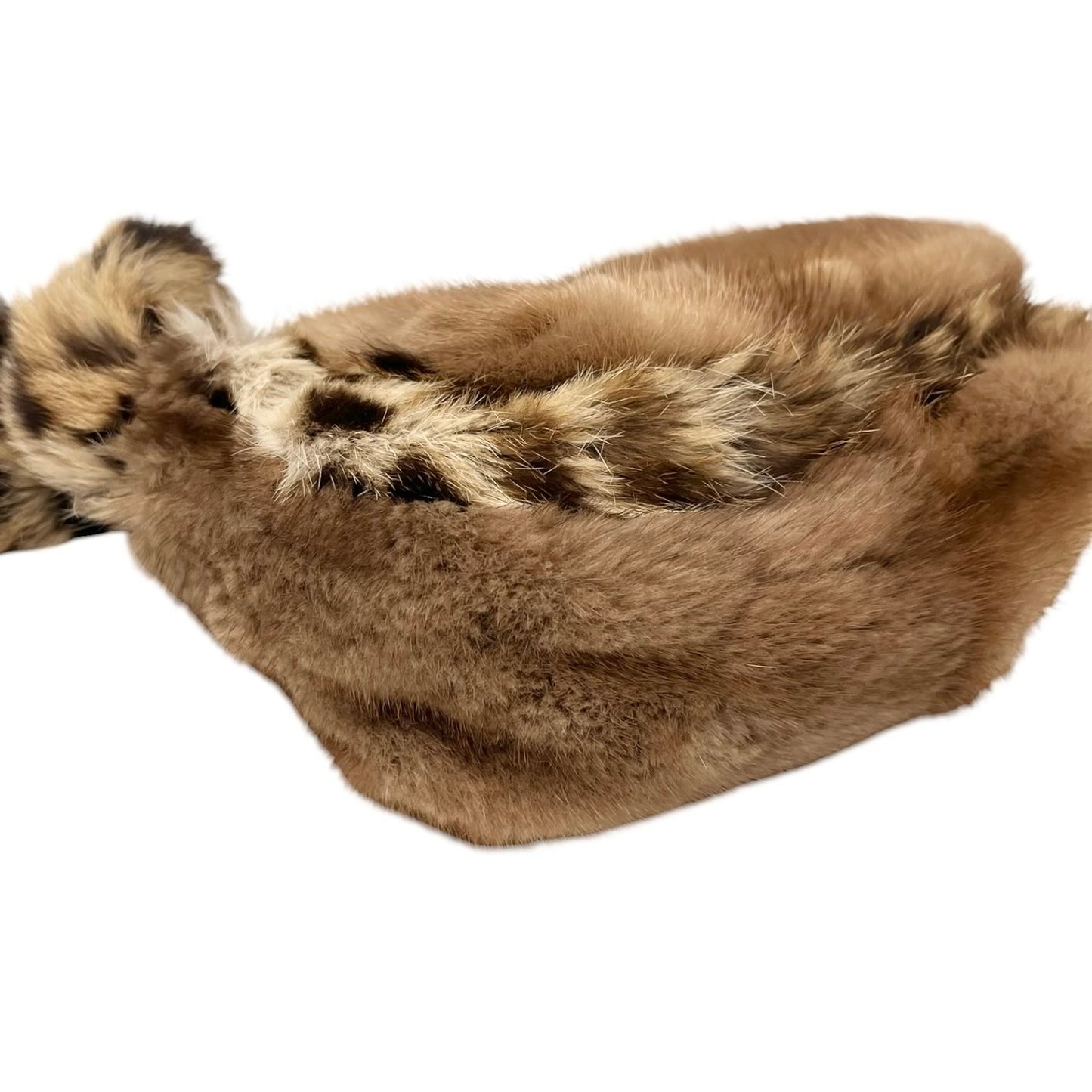 [Exclusive] FENDI Vintage FF Logo Leopard Fur Shoulder Bag Baguette Brown Leather 800002