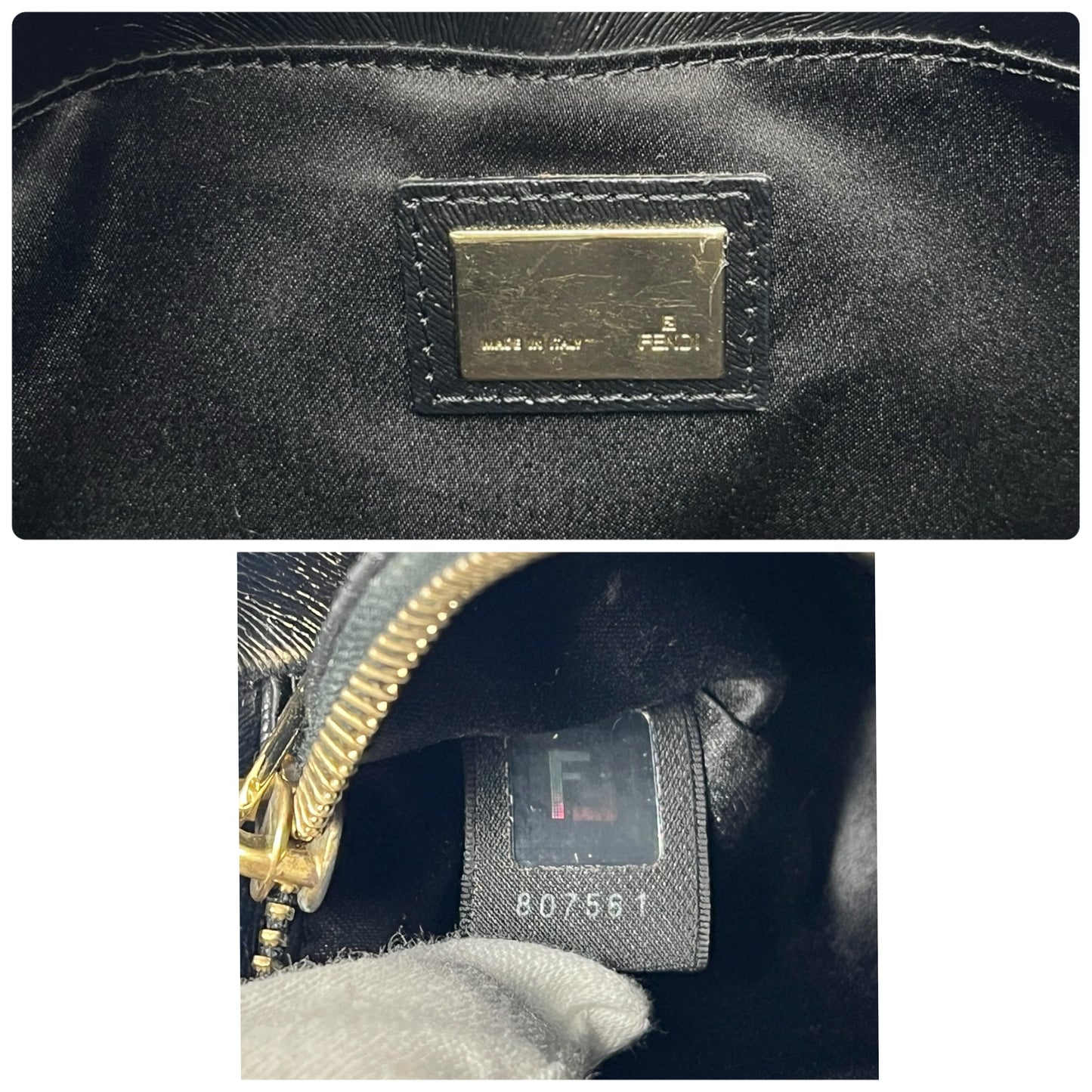 [Exclusive] FENDI Vintage Logo Fur Baguette Mini Shoulder Bag Black Gold 800001
