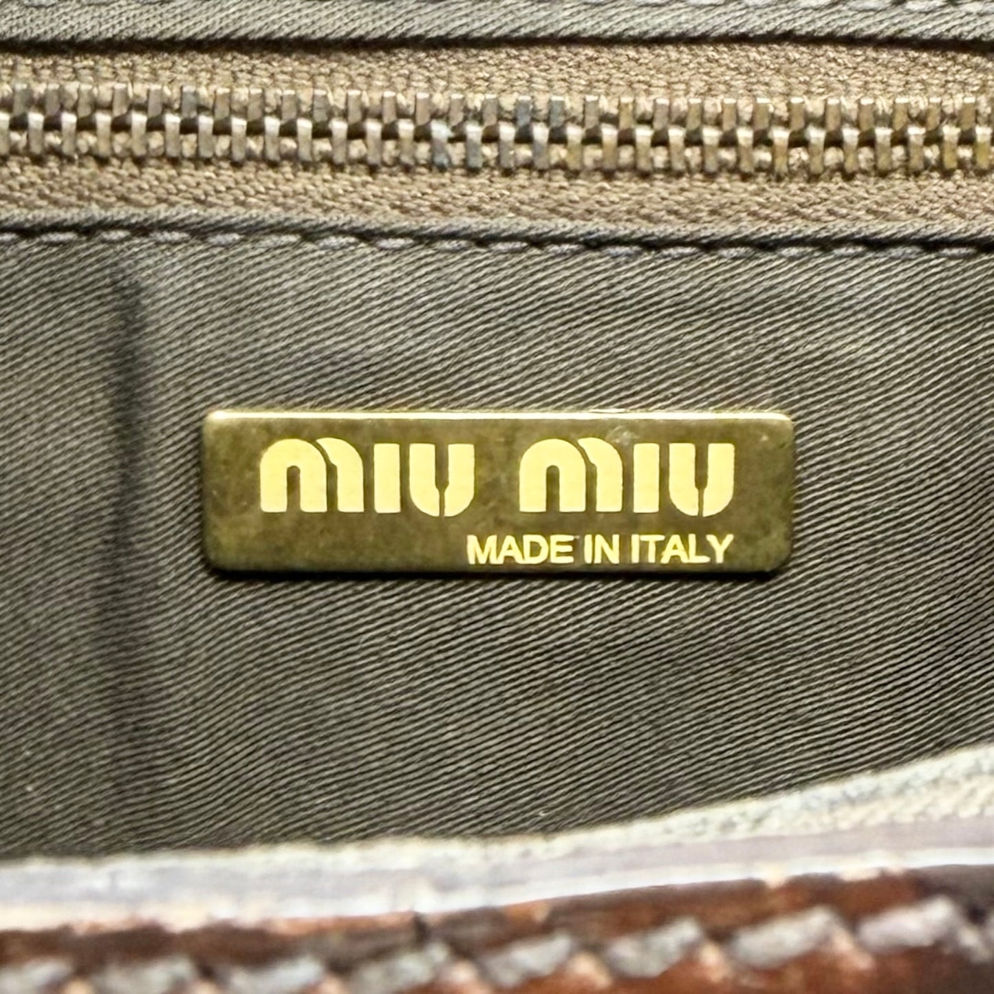 [Exclusive] miu miu Vintage Logo Mini Hand Bag Leather Brown Magnet 800104