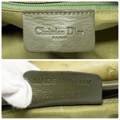 [Exclusive] Christian Dior Vintage Saddle Bag Green Gold Leather 800110