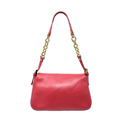 [Exclusive] FENDI Vintage FF Logo Chain Mini Mamma Baguette Bag Red Gold 800806