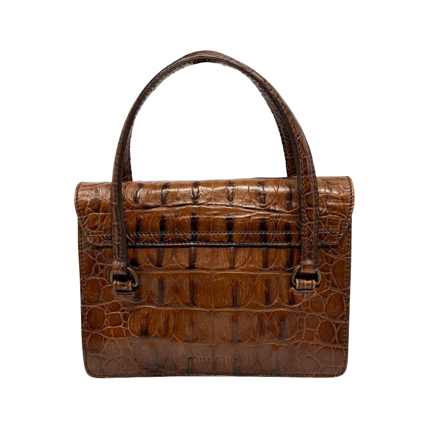 [Exclusive] miu miu Vintage Logo Mini Hand Bag Leather Brown Magnet 800104