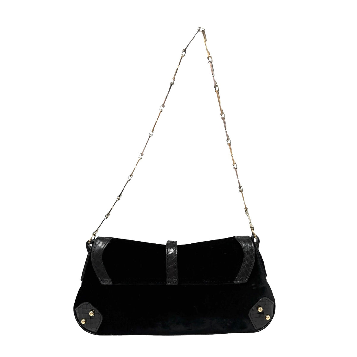 [Exclusive] DOLCE&GABBANA Vintage Velvet Python Ring Shoulder Bag Black 800224