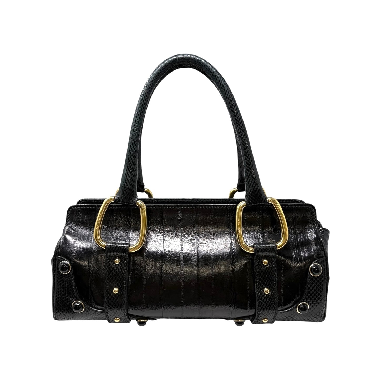 【Exclusive】DOLCE&GABBANA Vintage DG Logo Leather Tote Bag Black Gold 800808