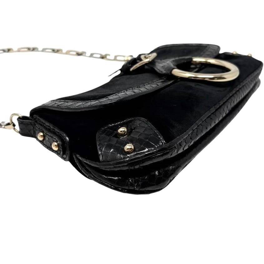 [Exclusive] DOLCE&GABBANA Vintage Velvet Python Ring Shoulder Bag Black 800224