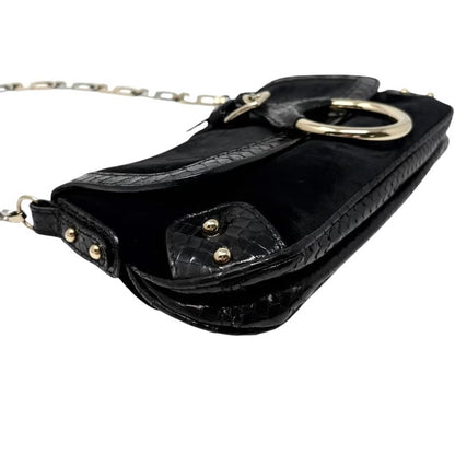 [Exclusive] DOLCE&GABBANA Vintage Velvet Python Ring Shoulder Bag Black 800224