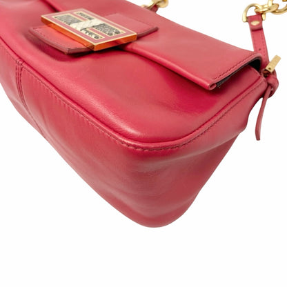 [Exclusive] FENDI Vintage FF Logo Chain Mini Mamma Baguette Bag Red Gold 800806