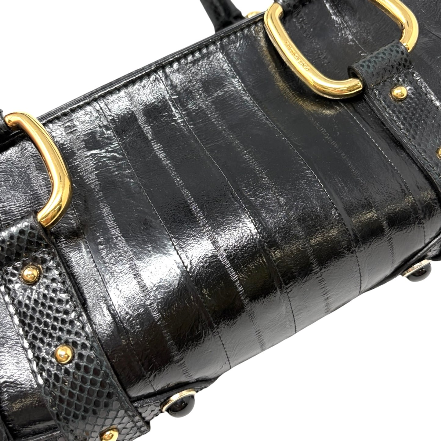 【Exclusive】DOLCE&GABBANA Vintage DG Logo Leather Tote Bag Black Gold 800808