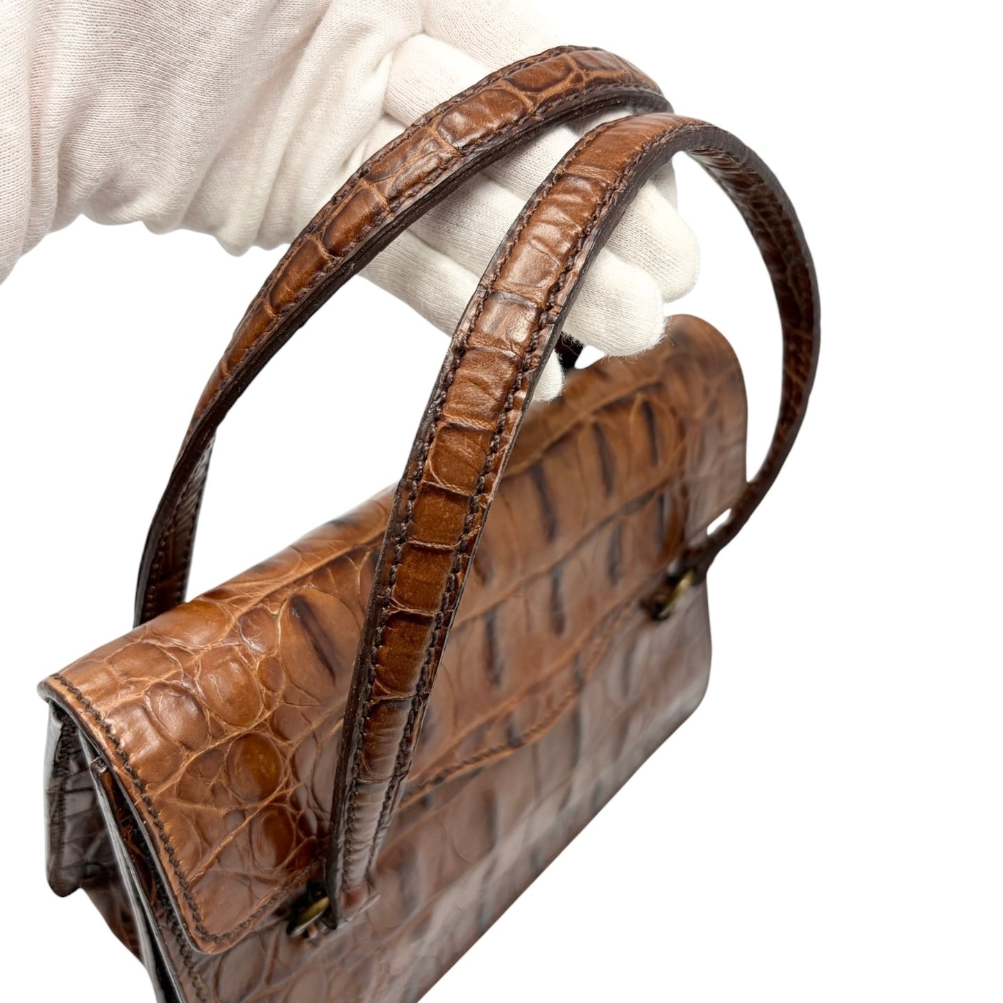 [Exclusive] miu miu Vintage Logo Mini Hand Bag Leather Brown Magnet 800104