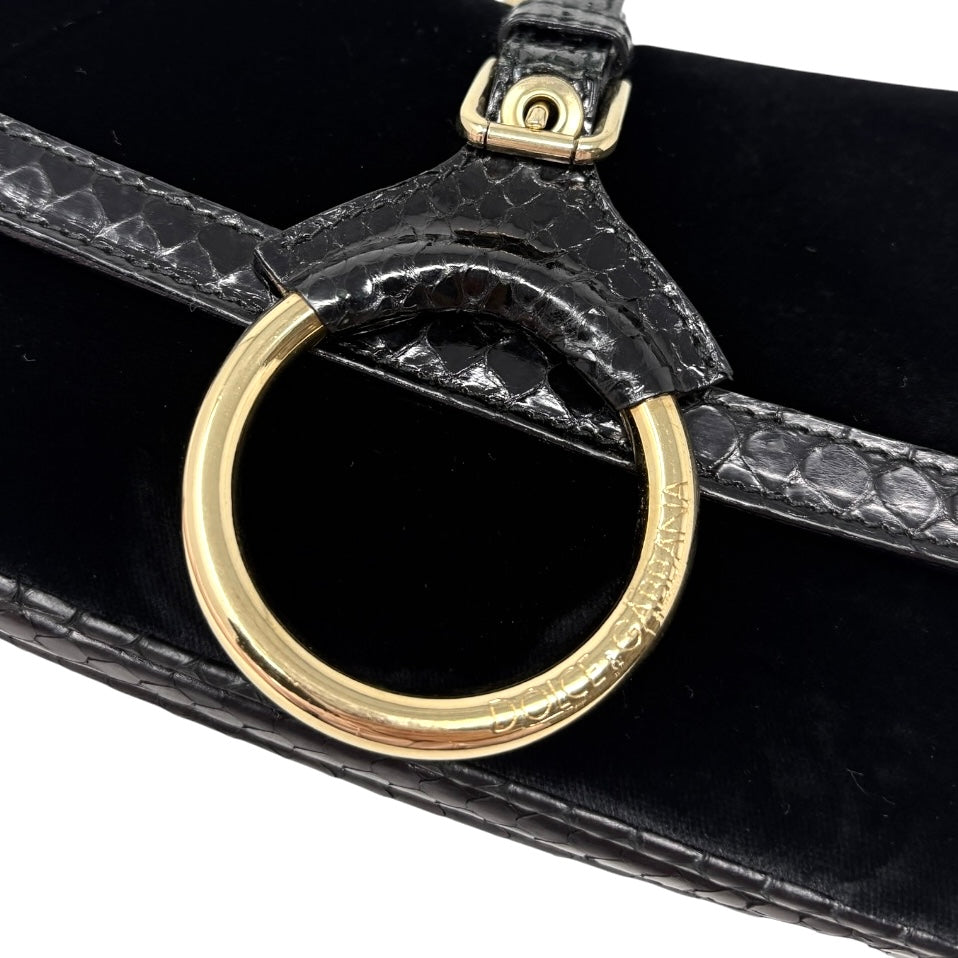 [Exclusive] DOLCE&GABBANA Vintage Velvet Python Ring Shoulder Bag Black 800224