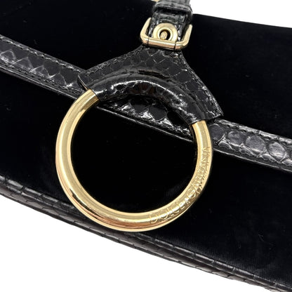 [Exclusive] DOLCE&GABBANA Vintage Velvet Python Ring Shoulder Bag Black 800224