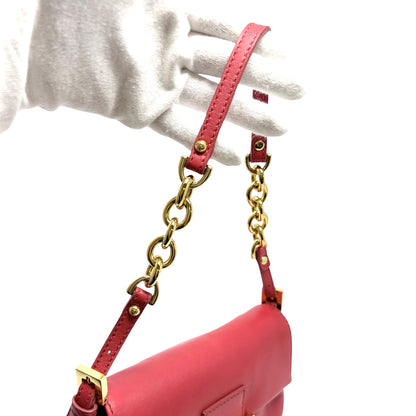 [Exclusive] FENDI Vintage FF Logo Chain Mini Mamma Baguette Bag Red Gold 800806