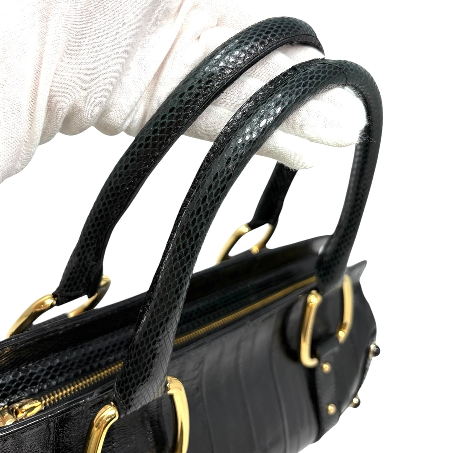 【Exclusive】DOLCE&GABBANA Vintage DG Logo Leather Tote Bag Black Gold 800808
