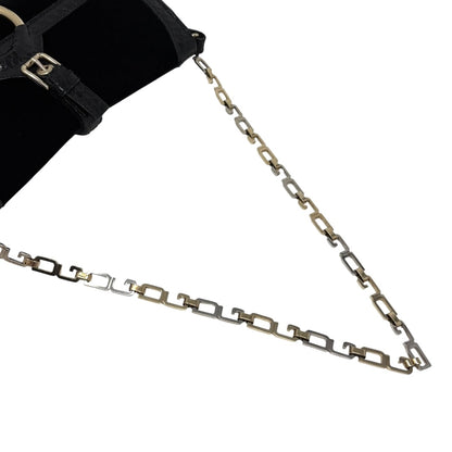 [Exclusive] DOLCE&GABBANA Vintage Velvet Python Ring Shoulder Bag Black 800224