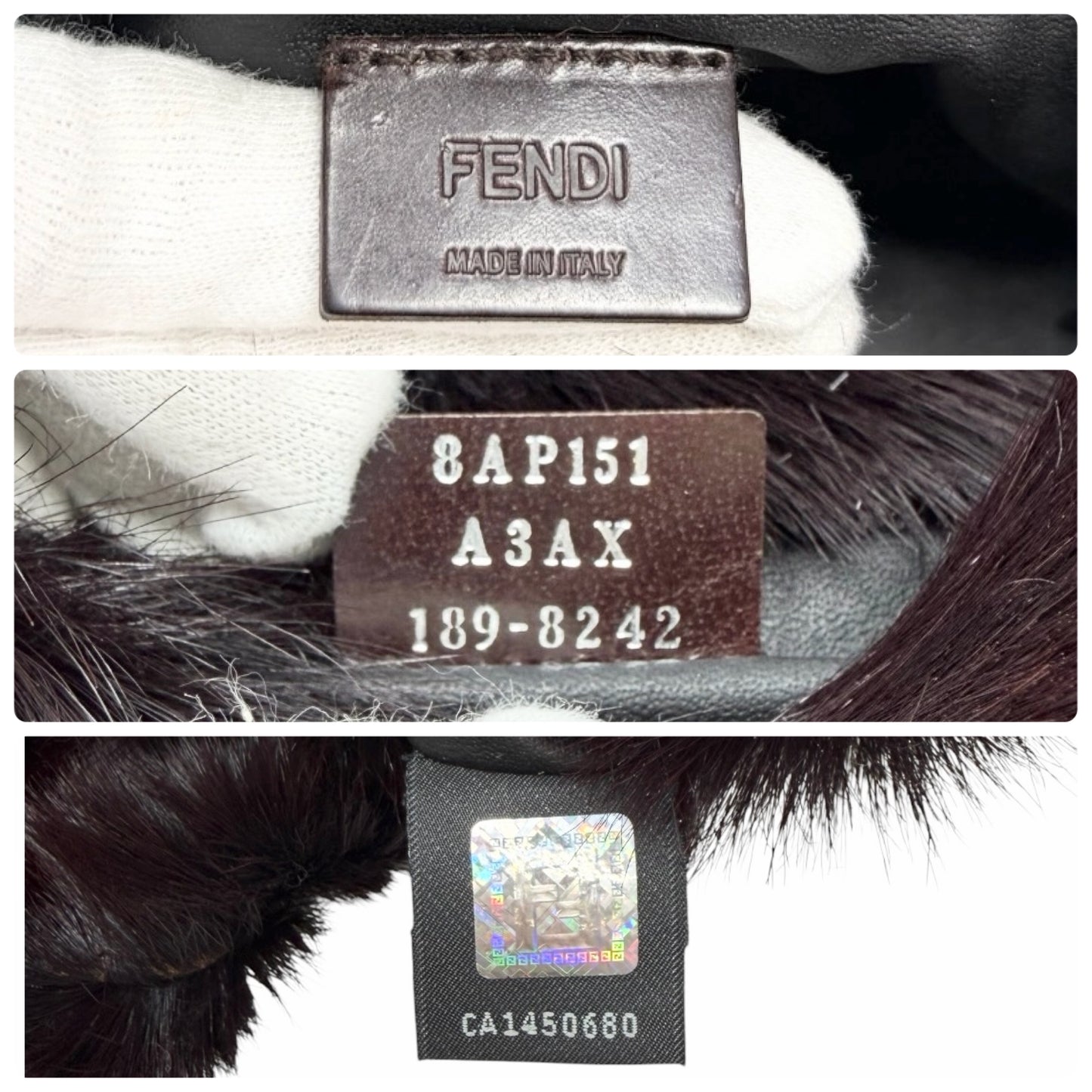 【Exclusive】FENDI Vintage FF Logo Mamma Baguette Fur Shoulder Bag Brown Silver 800205