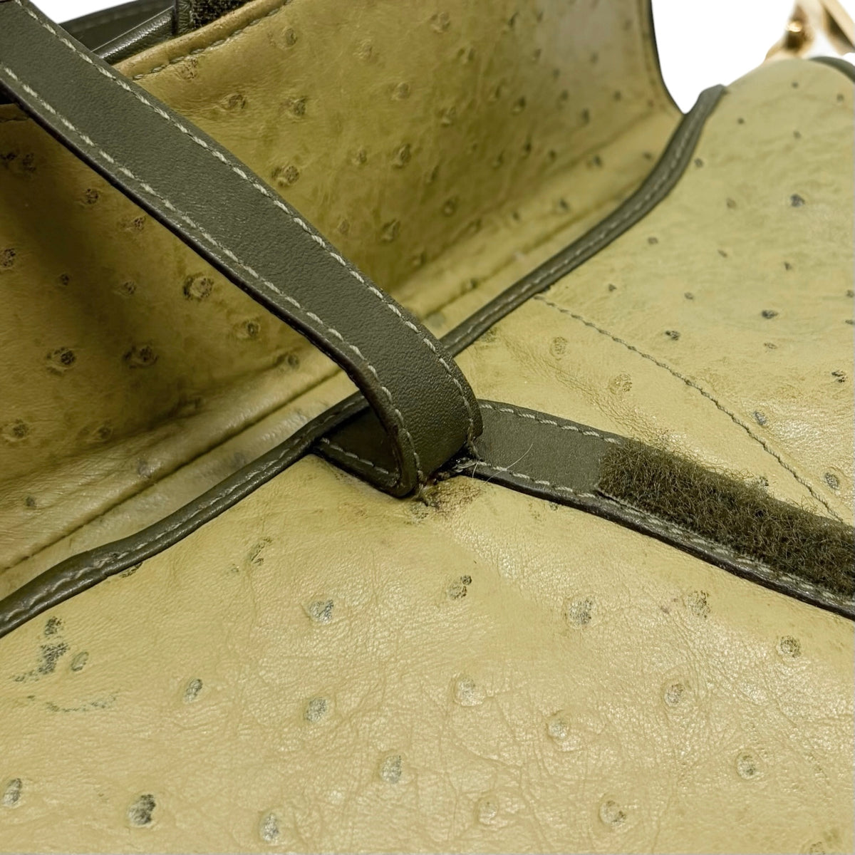 [Exclusive] Christian Dior Vintage Saddle Bag Green Gold Leather 800110