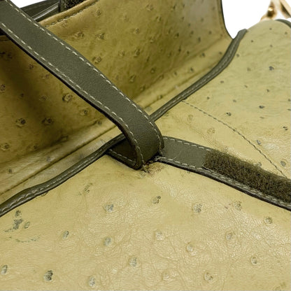 [Exclusive] Christian Dior Vintage Saddle Bag Green Gold Leather 800110