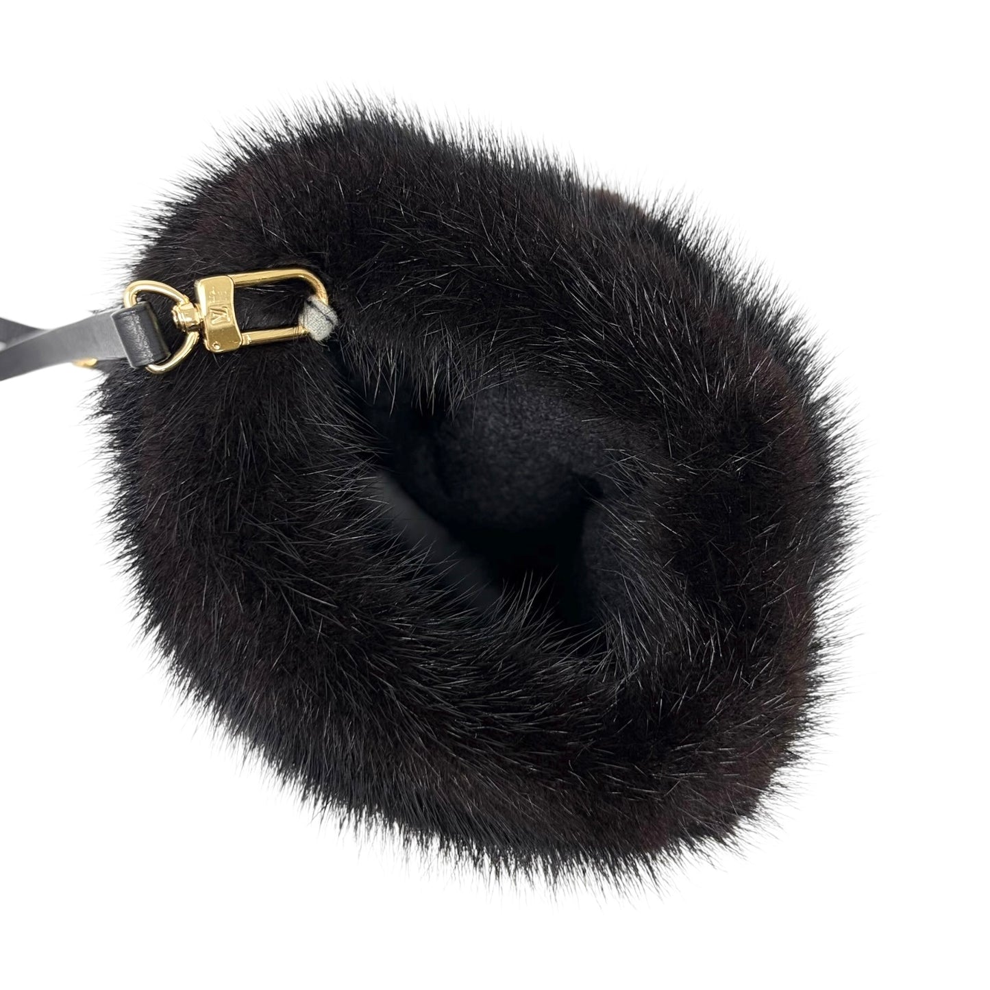 [Exclusive] LOUIS VUITTON Vintage Logo Hand Warmer Bag Mink Fur Black 800102