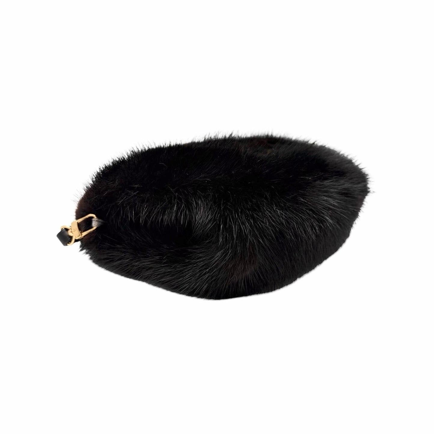 [Exclusive] LOUIS VUITTON Vintage Logo Hand Warmer Bag Mink Fur Black 800102