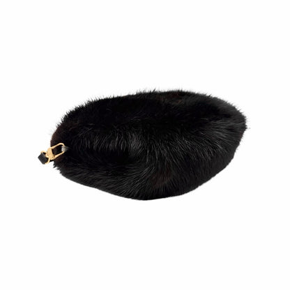 [Exclusive] LOUIS VUITTON Vintage Logo Hand Warmer Bag Mink Fur Black 800102