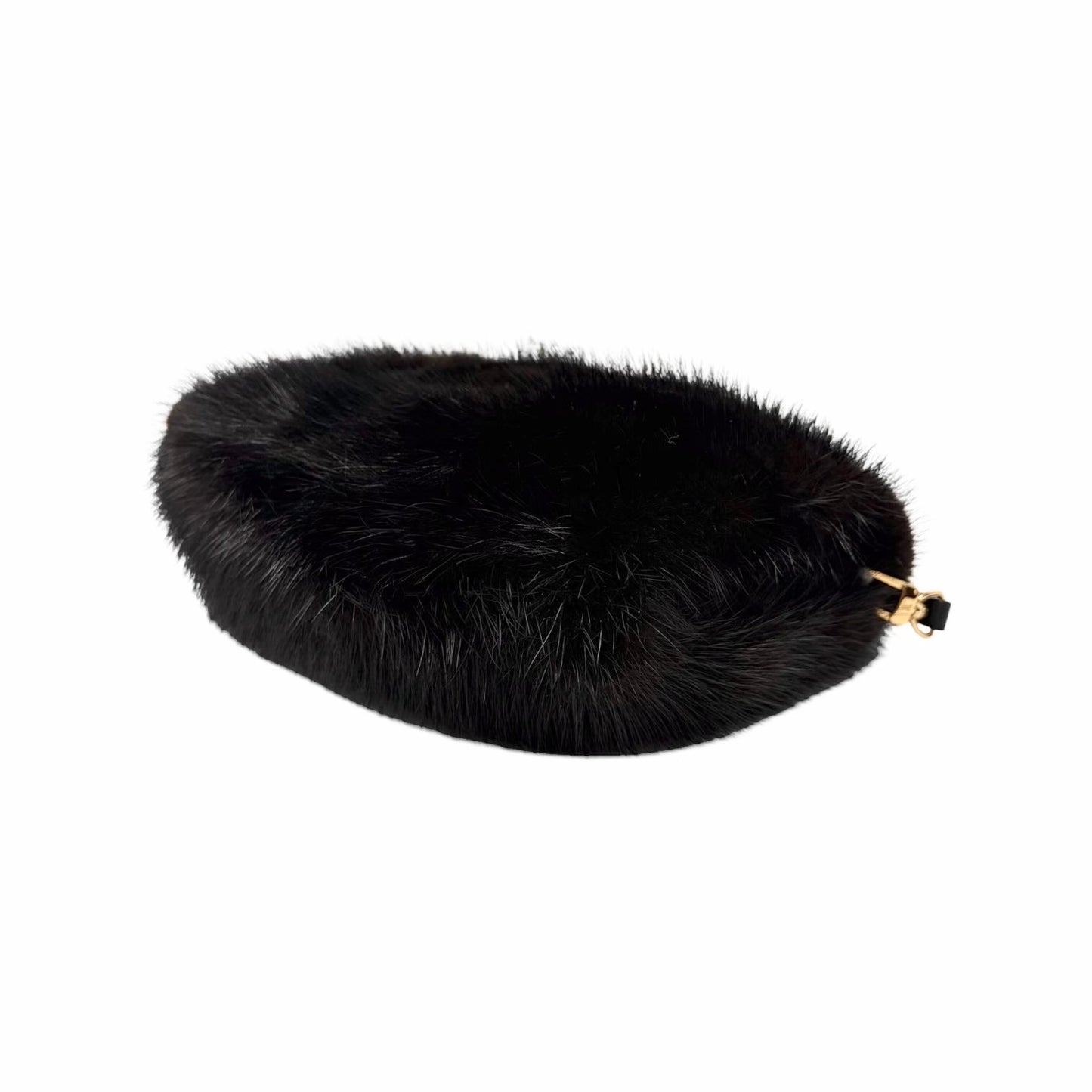 [Exclusive] LOUIS VUITTON Vintage Logo Hand Warmer Bag Mink Fur Black 800102