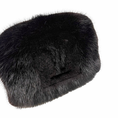 [Exclusive] LOUIS VUITTON Vintage Logo Hand Warmer Bag Mink Fur Black 800102