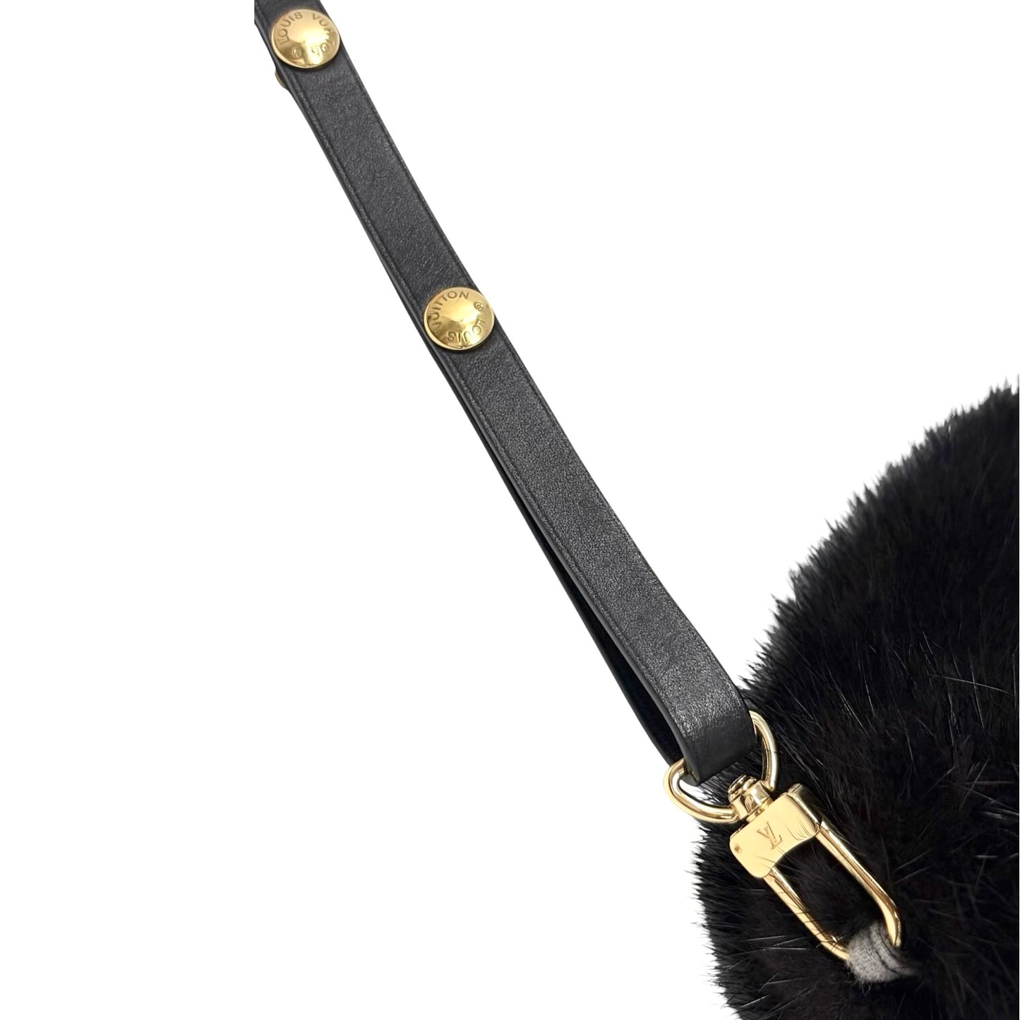 [Exclusive] LOUIS VUITTON Vintage Logo Hand Warmer Bag Mink Fur Black 800102
