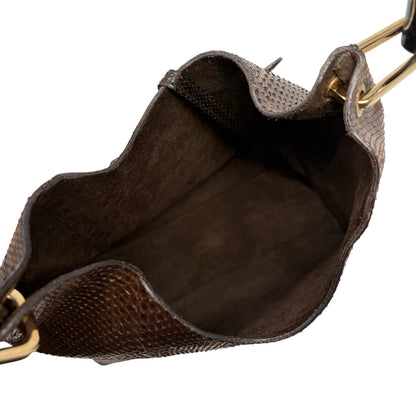 [Exclusive] GUCCI Vintage Bamboo Python Shoulder Bag Brown Black Leather 800105
