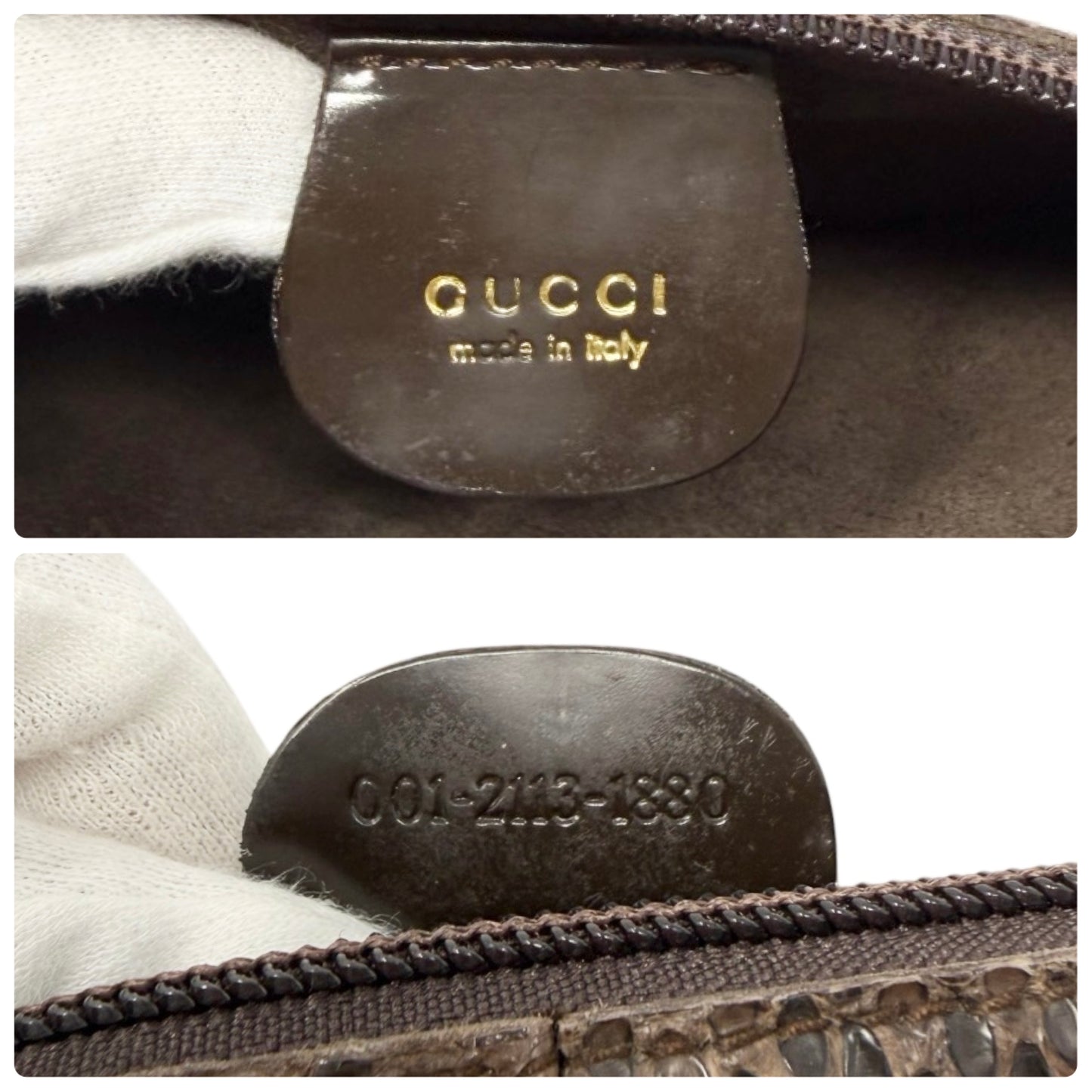 [Exclusive] GUCCI Vintage Bamboo Python Shoulder Bag Brown Black Leather 800105