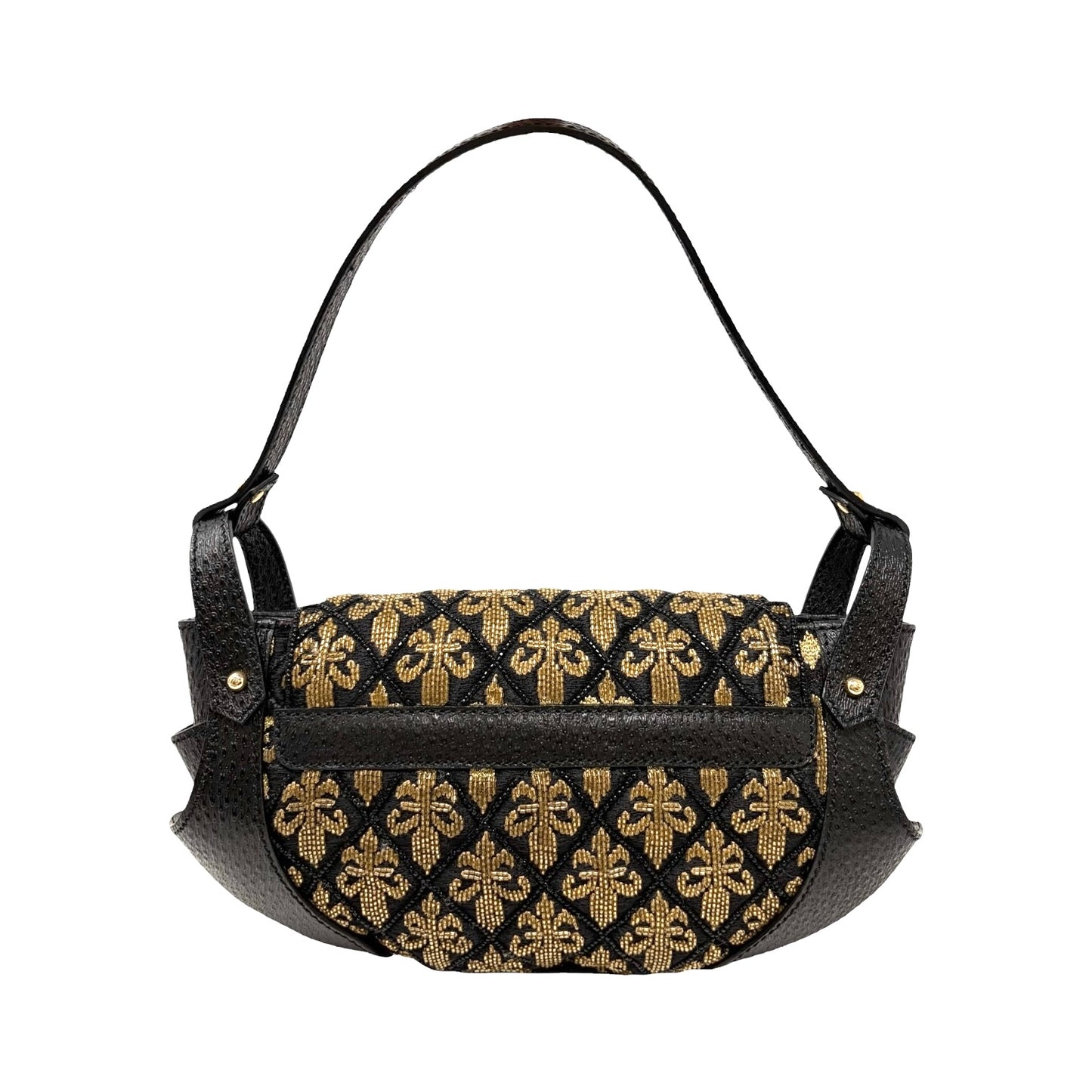 【Exclusive】FENDI Vintage FF Logo Jacquard Embroidered Shoulder Bag Black 800809