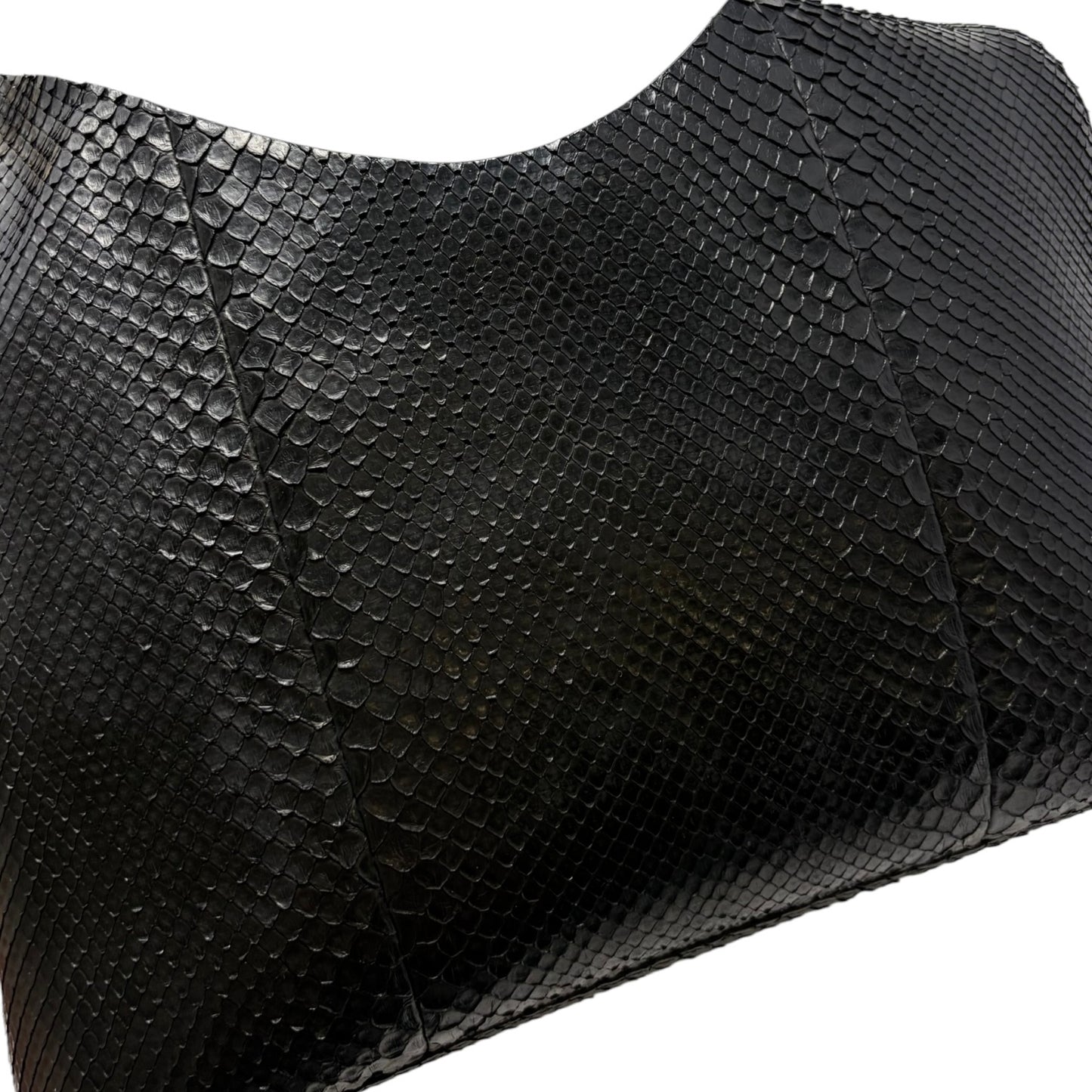 【Exclusive】GUCCI Vintage Logo Bamboo Python Shoulder Bag Black Gold Leather Pouch 800206