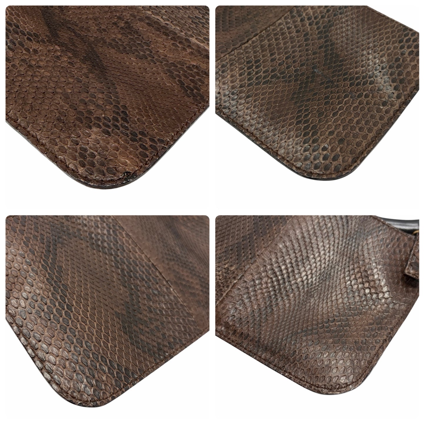 [Exclusive] GUCCI Vintage Bamboo Python Shoulder Bag Brown Black Leather 800105