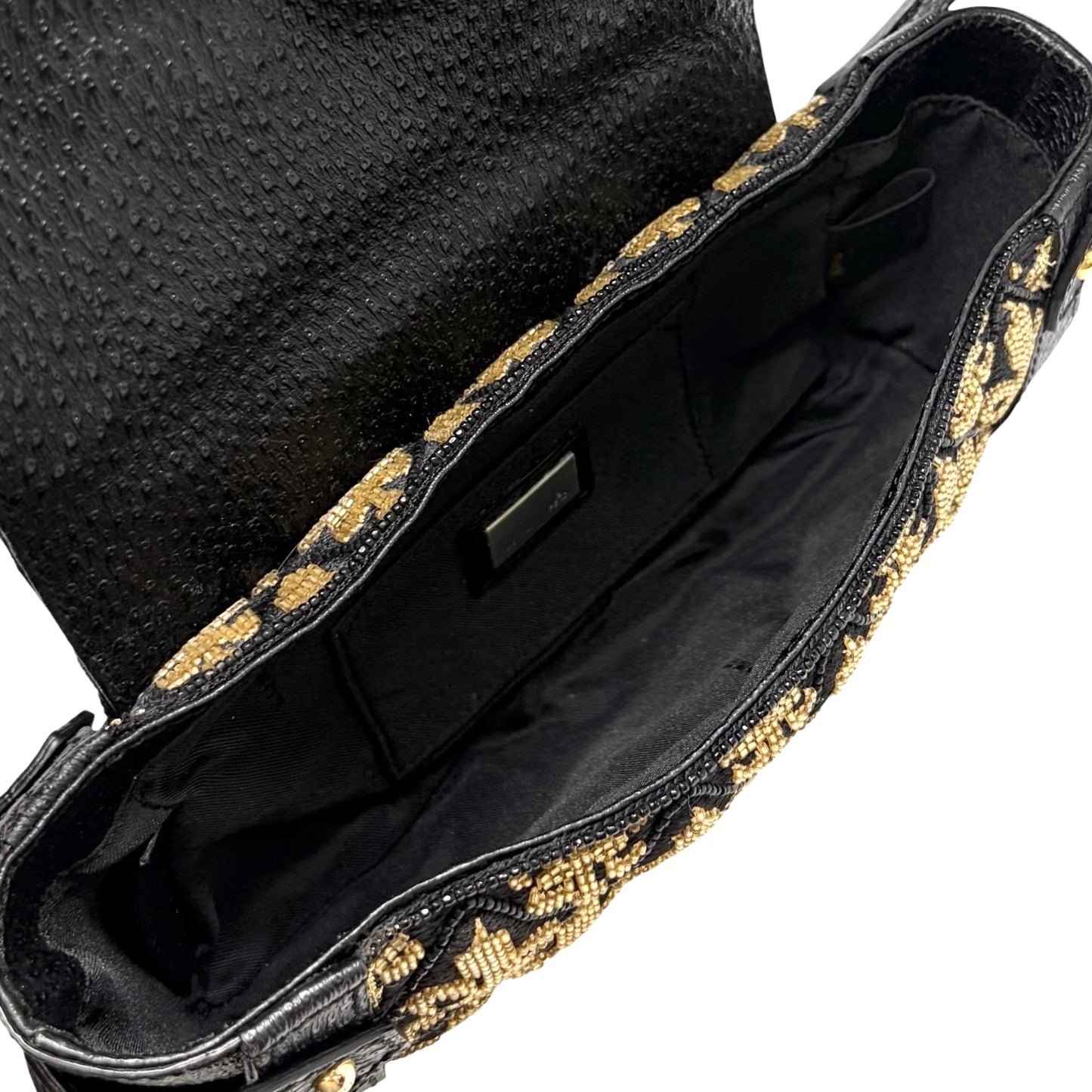 【Exclusive】FENDI Vintage FF Logo Jacquard Embroidered Shoulder Bag Black 800809