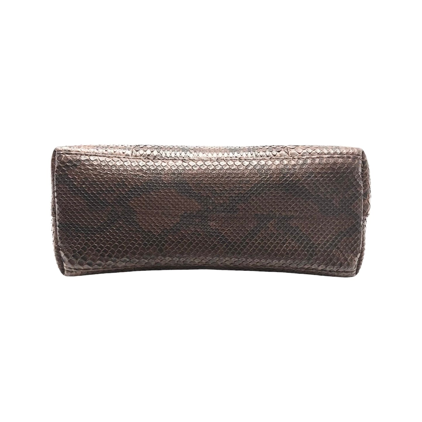 [Exclusive] GUCCI Vintage Bamboo Python Shoulder Bag Brown Black Leather 800105
